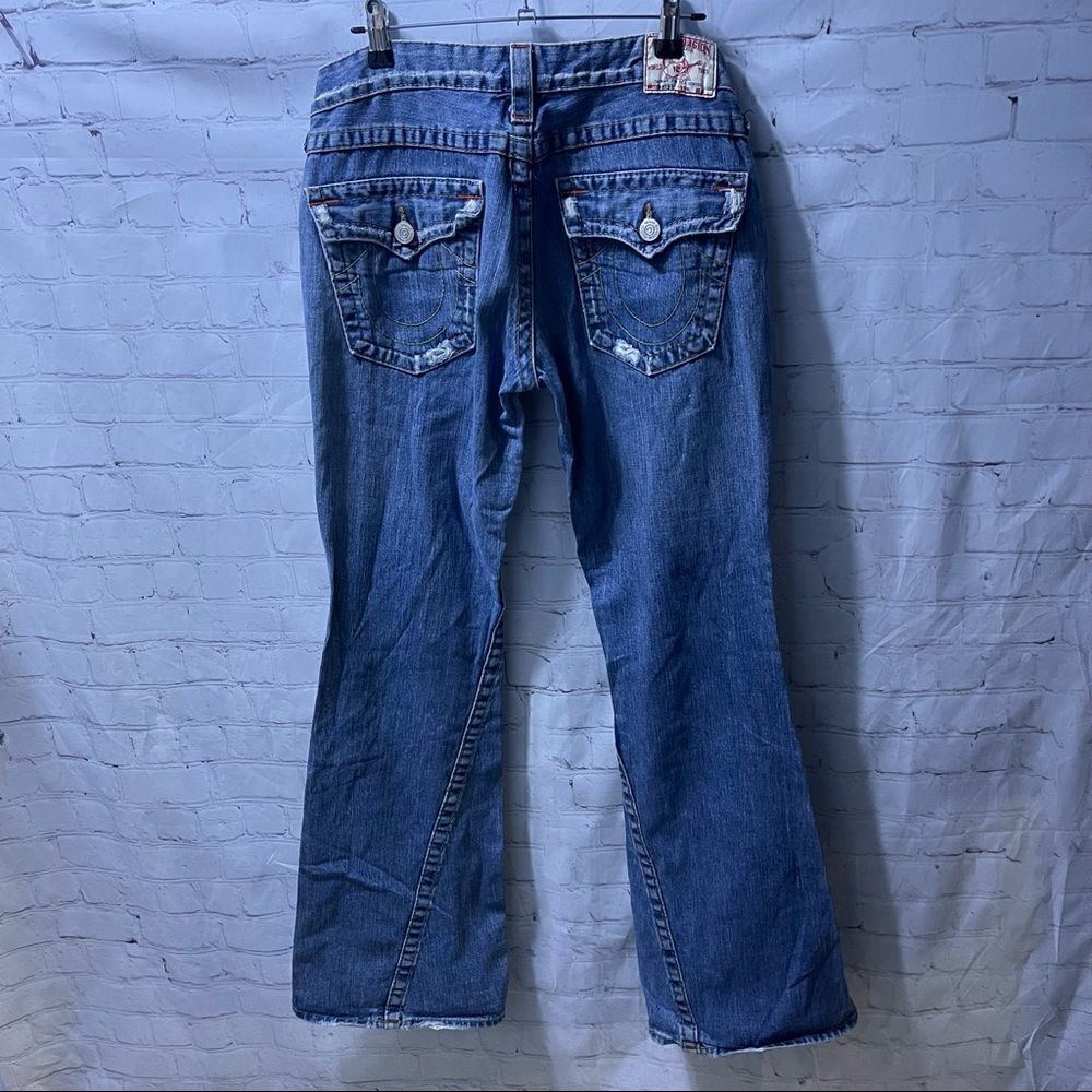 True Religion Distressed Blue Bootcut Jeans - Picture 7 of 8